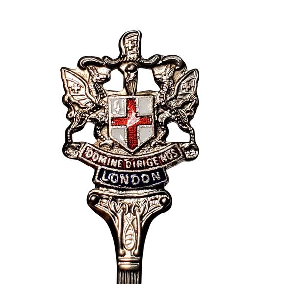 Vintage Chrome Domine Dirige Nos London Demitasse Souvenir Spoon 5" - Picture 3 of 6